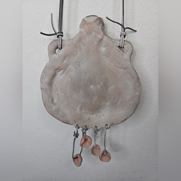 Vintage Ceramic Bag Wall Art, Medicine Bag Leather Straps Tribal Wall Art Rustic - Picture 8 of 12